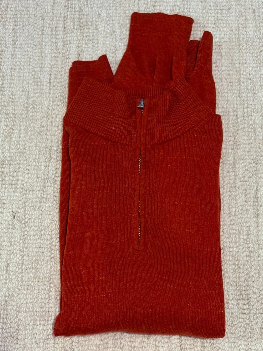 J. Crew Men’s Half-Zip Cotton Sweater in Rust Orange